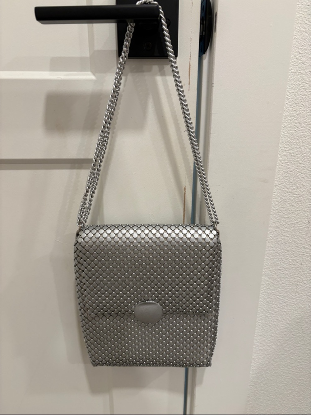 Oroton Vintage Silver Metallic Chain Shoulder Bag
